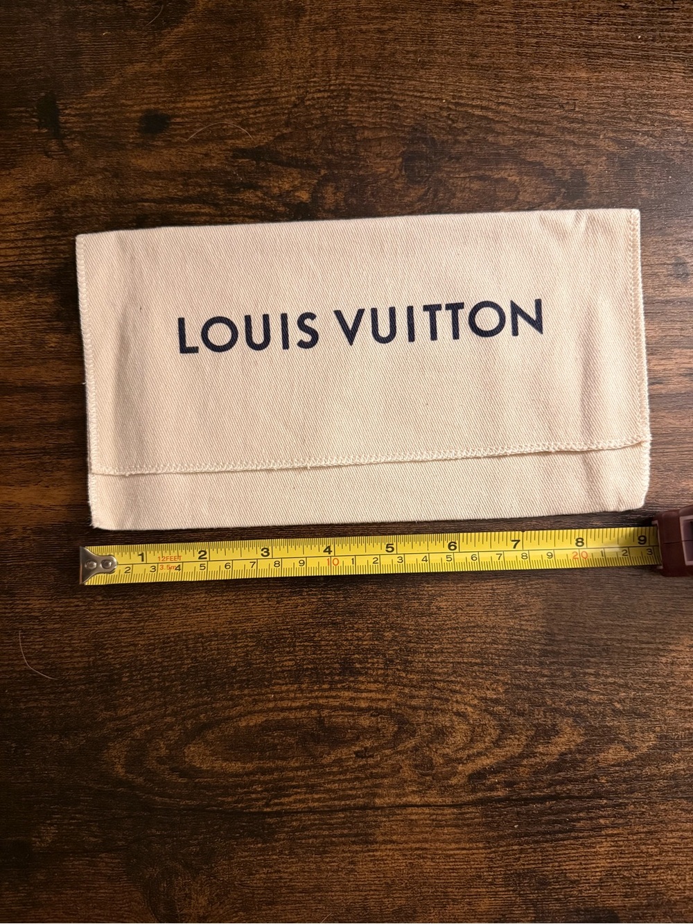 Louis Vuitton Beige Canvas Pouch with Black Logo